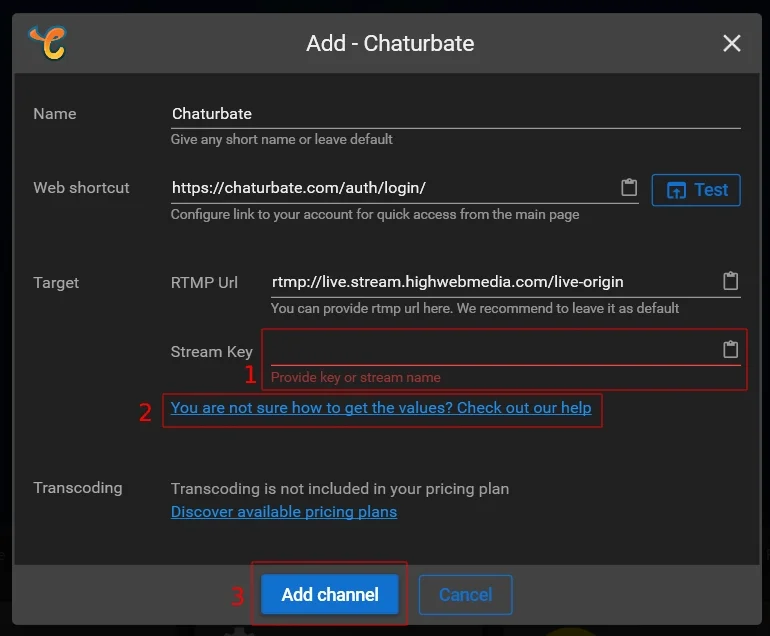 Stream to chaturbate