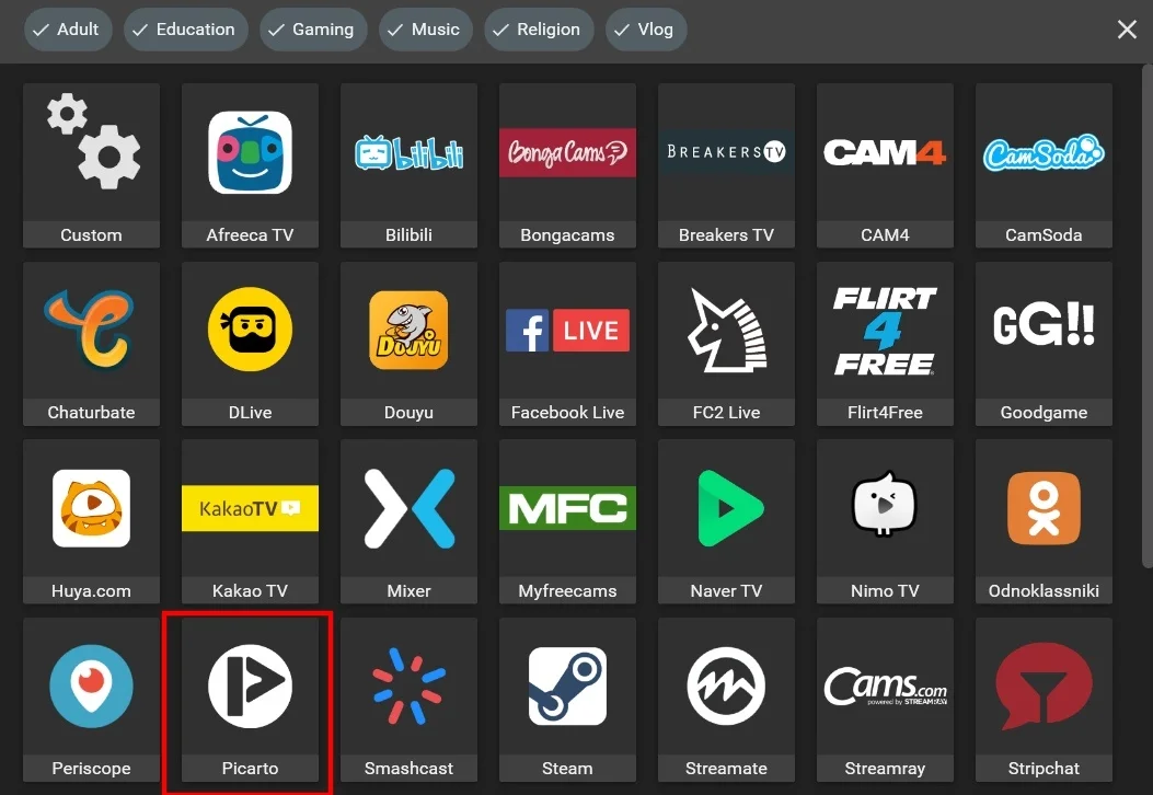 Picarto multistream