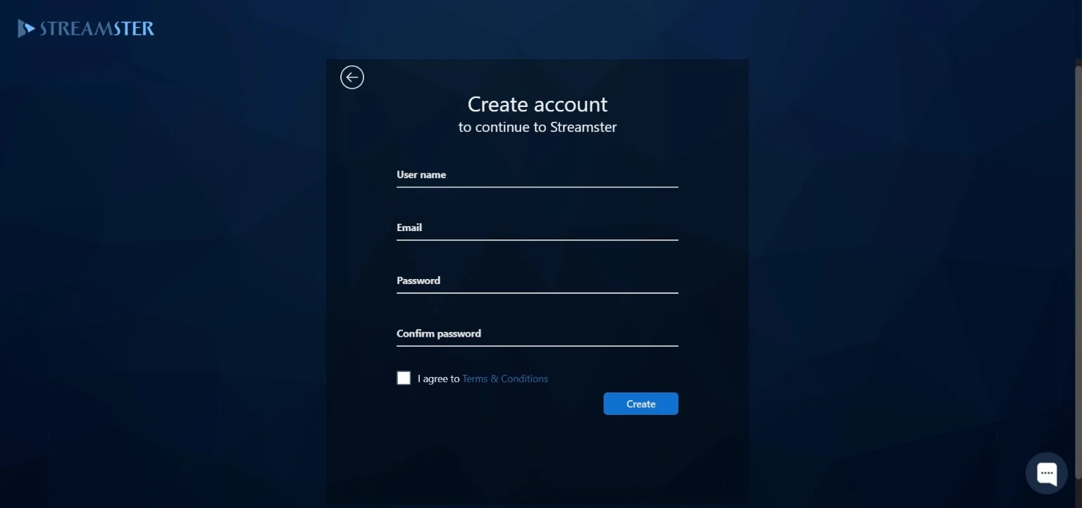 Streamster sign up