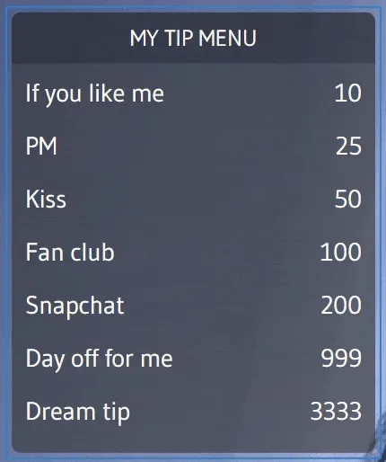classic tip menu