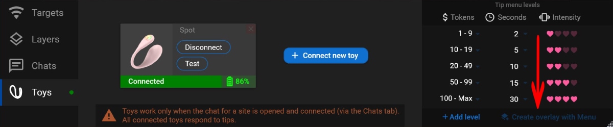 Using Kiiroo Spot on cam site